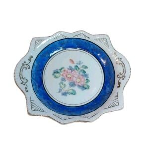 OCCUPIED JAPAN PORCELAIN BLUE AND WHITE SAUCER, Jewelry ,Trinket & Candy Dish 5"